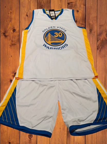 Ensemble NBA Warriors Stephen Curry - Maillot blanc et bleu