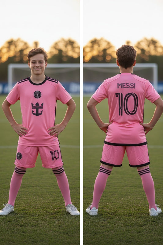 Tenue de foot enfant complète 3 pièces – Maillot, short & chaussettes différents styles  ⚽