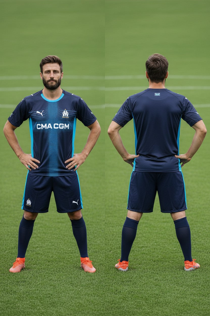 Ensemble foot adulte personnalisable ⚽ – 2 pièces – Style club marseillais