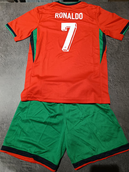 Tenue football enfant style Portugal vert et rouge N°7 – photo produit 2