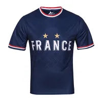 Maillot football personnalisable style France bleu 2 étoiles – photo produit