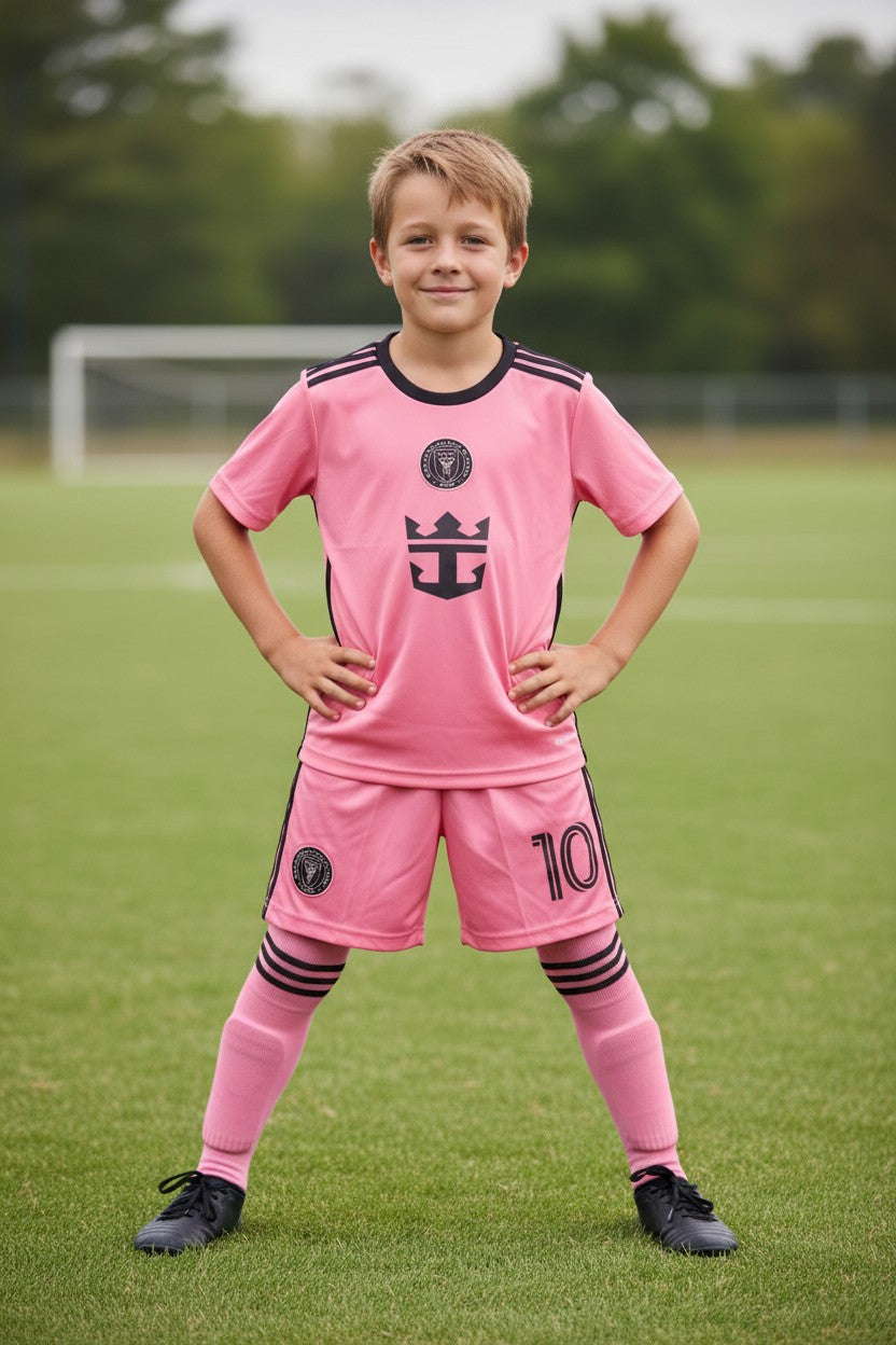 Tenue de foot enfant complète 3 pièces – Maillot, short & chaussettes différents styles  ⚽