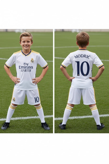 Tenue football enfant style club espagnol blanc – photo produit 1