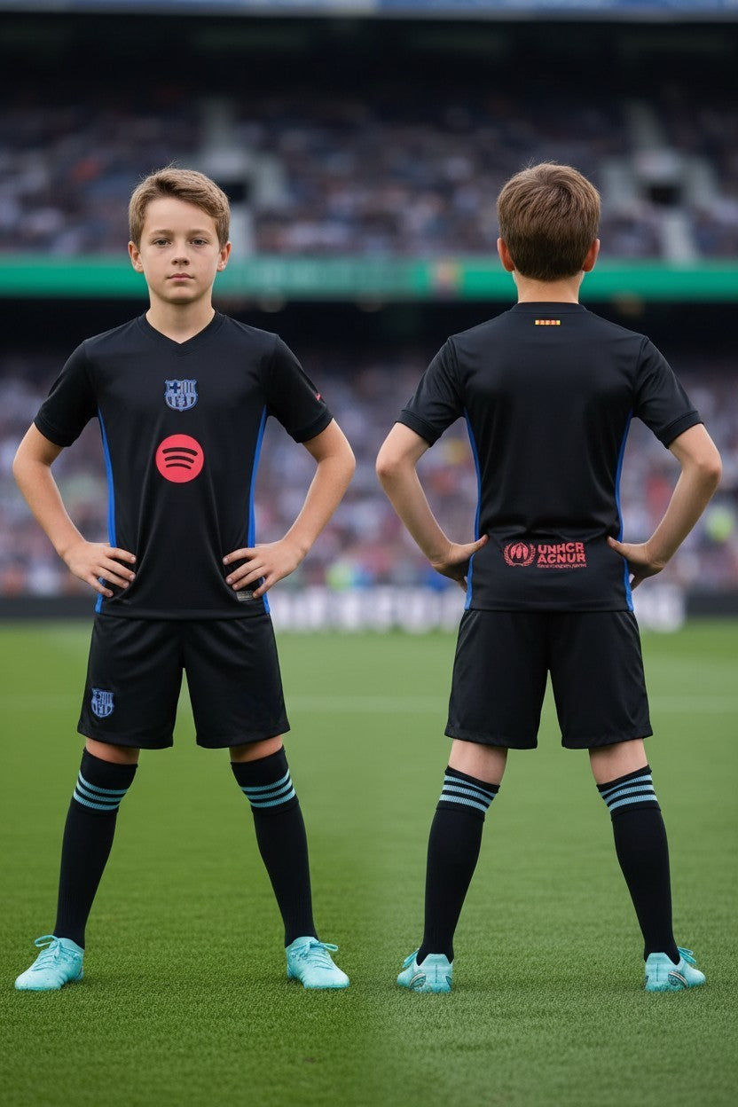 Tenue football enfant personnalisable style club espagnol – noir