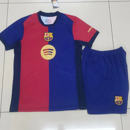 Tenue football enfant personnalisable style club espagnol – bleu rouge photo produit