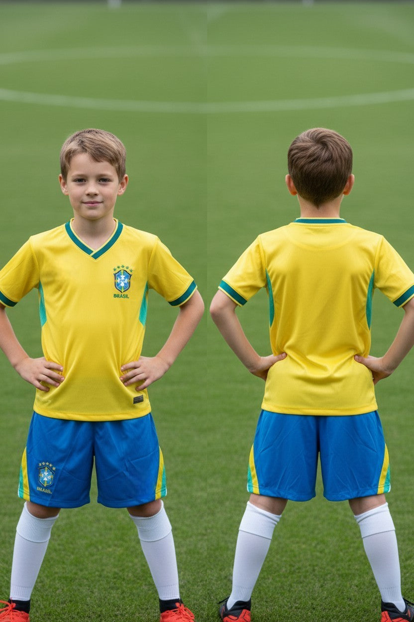 Tenue football enfant style Brésil personnalisable