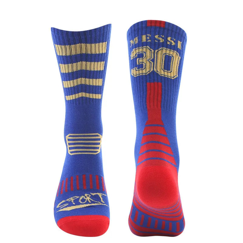 Chaussettes football – style club espagnol bleu et rouge