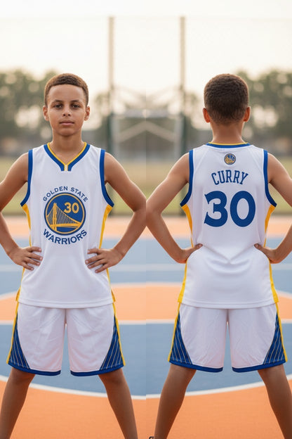 Tenue basket enfant style Golden State N°30 – coloris blanc