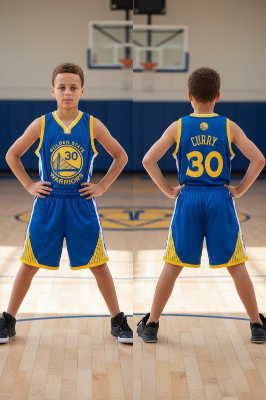 Tenue basket enfant 🏀 – 2 pièces – 3 couleurs – Style Golden state Warriors N°30