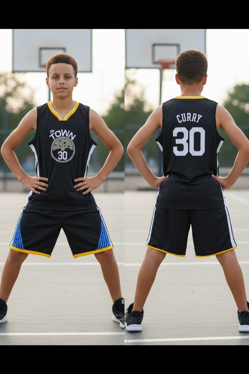 Tenue basket enfant 🏀 – 2 pièces – 3 couleurs – Style Golden state Warriors N°30