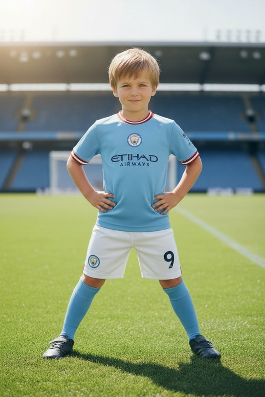 Tenue foot enfant ⚽ – 3 pièces – Style club Anglais bleu