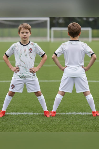 Tenue football enfant personnalisable Portugal – coloris blanc