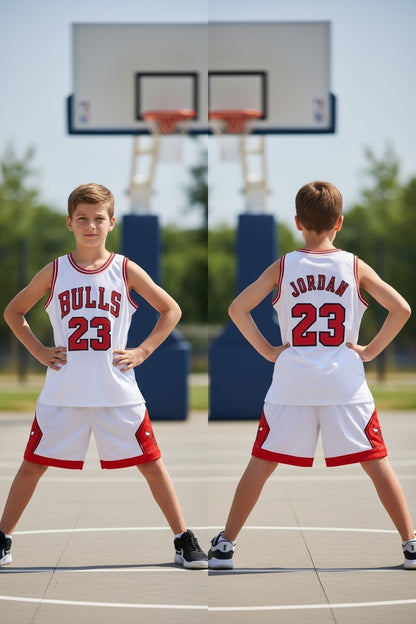 Tenue basket enfant style Chicago N°23 – coloris blanc