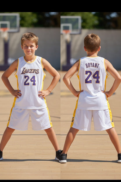Tenue basket enfant style Lakers N°24 – coloris blanc