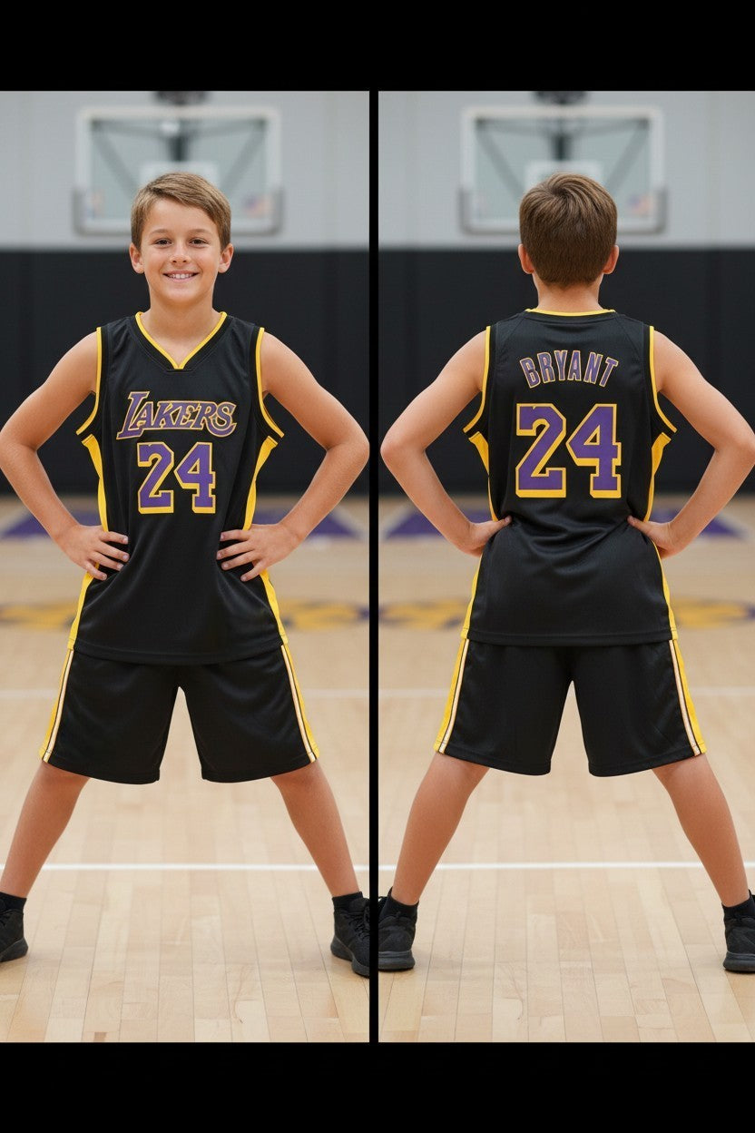 Tenue basket enfant 🏀 – 2 pièces – 4 couleurs – Style Los Angeles Lakers N°24