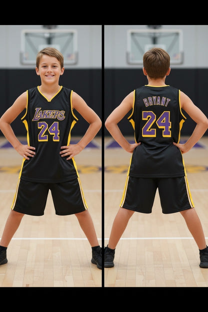 Tenue basket enfant style Lakers N°24 – coloris noir