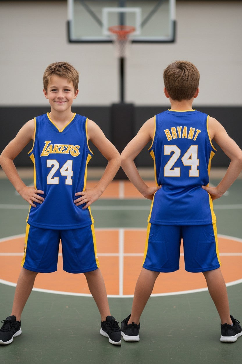 Tenue basket enfant style Lakers N°24 – coloris violet