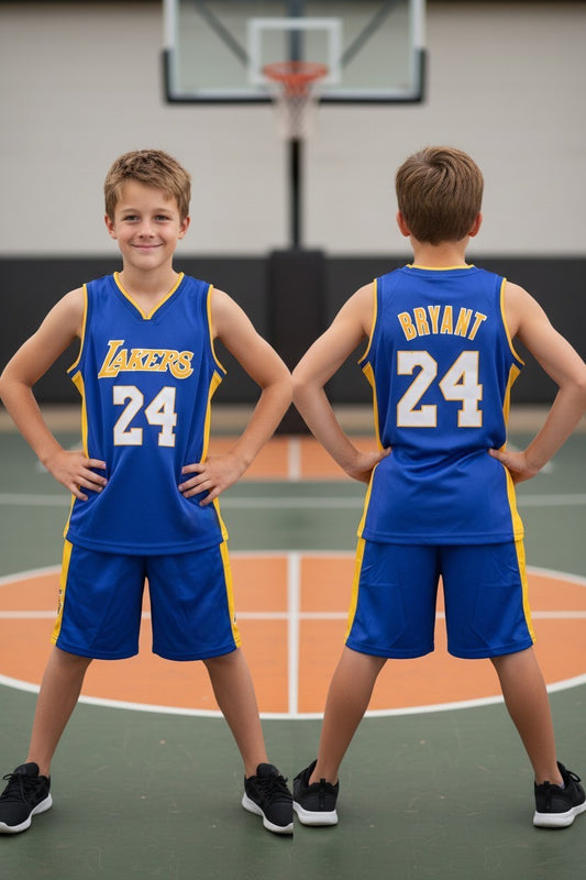 Tenue basket enfant 🏀 – 2 pièces – 4 couleurs – Style Los Angeles Lakers N°24