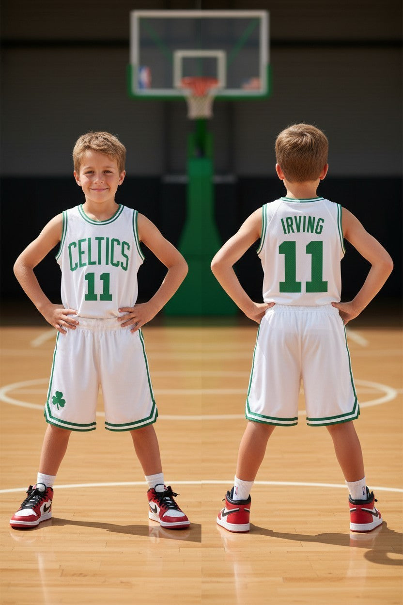Tenue basket enfant style Boston N°11 – coloris blanc