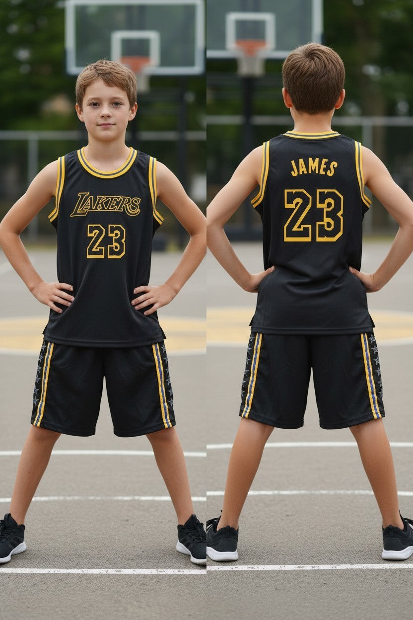 Tenue basket enfant style Lakers N°23 – coloris noir