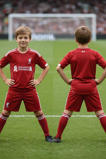 Tenue football enfant personnalisable style club anglais rouge