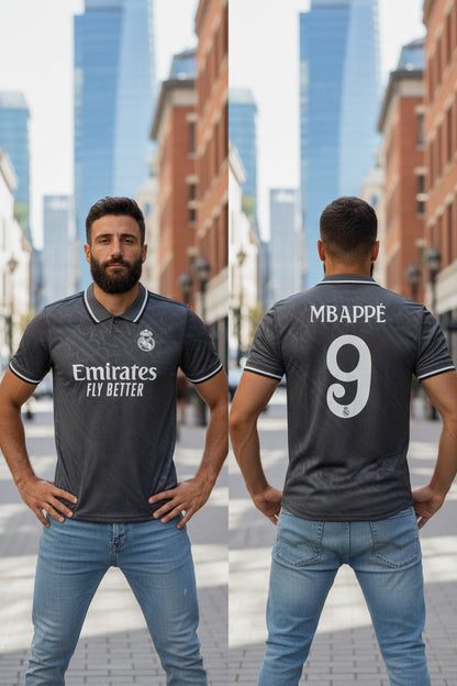 Maillot football style club espagnol gris ou blanc