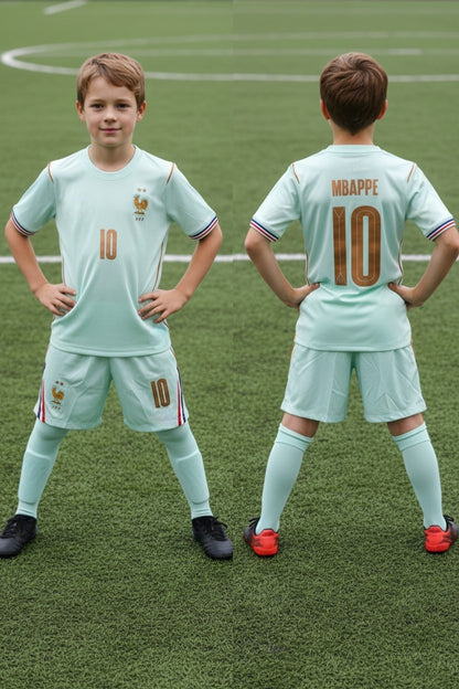 Tenue football enfant style France N°10 – coloris menthe