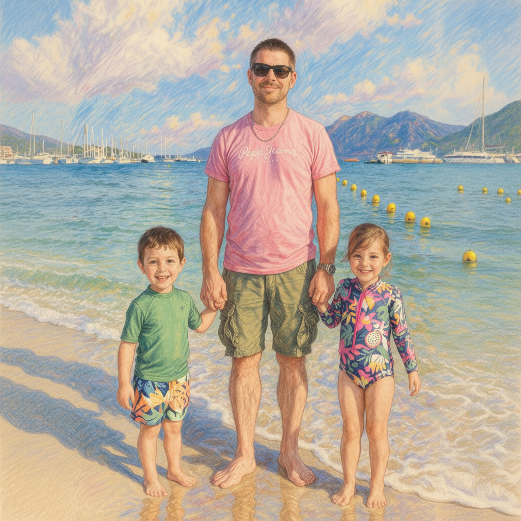 Photo carrée famille plage