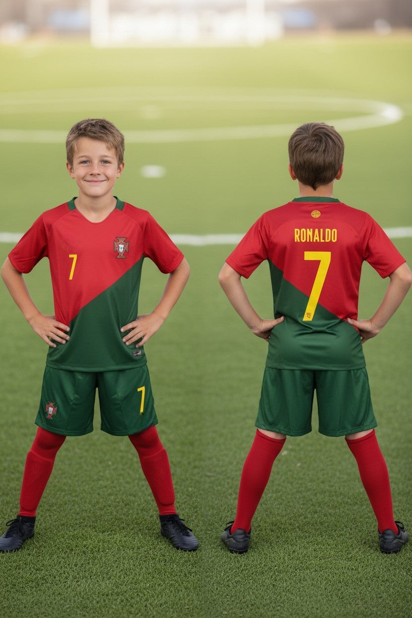 Tenue football enfant style joueur portugais N°7 – variante Portugal