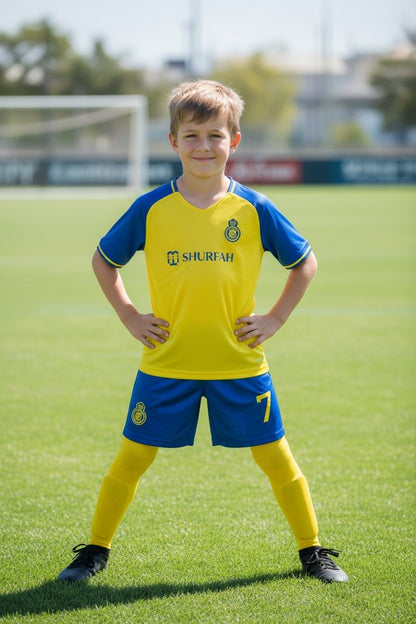 Tenue football enfant style joueur portugais N°7 – variante jaune photo 2