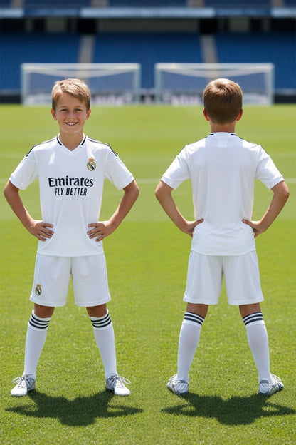 Tenue football enfant personnalisable style club espagnol – variante blanche 2