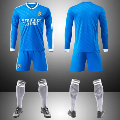 Tenue football enfant personnalisable style club espagnol – variante bleu 3